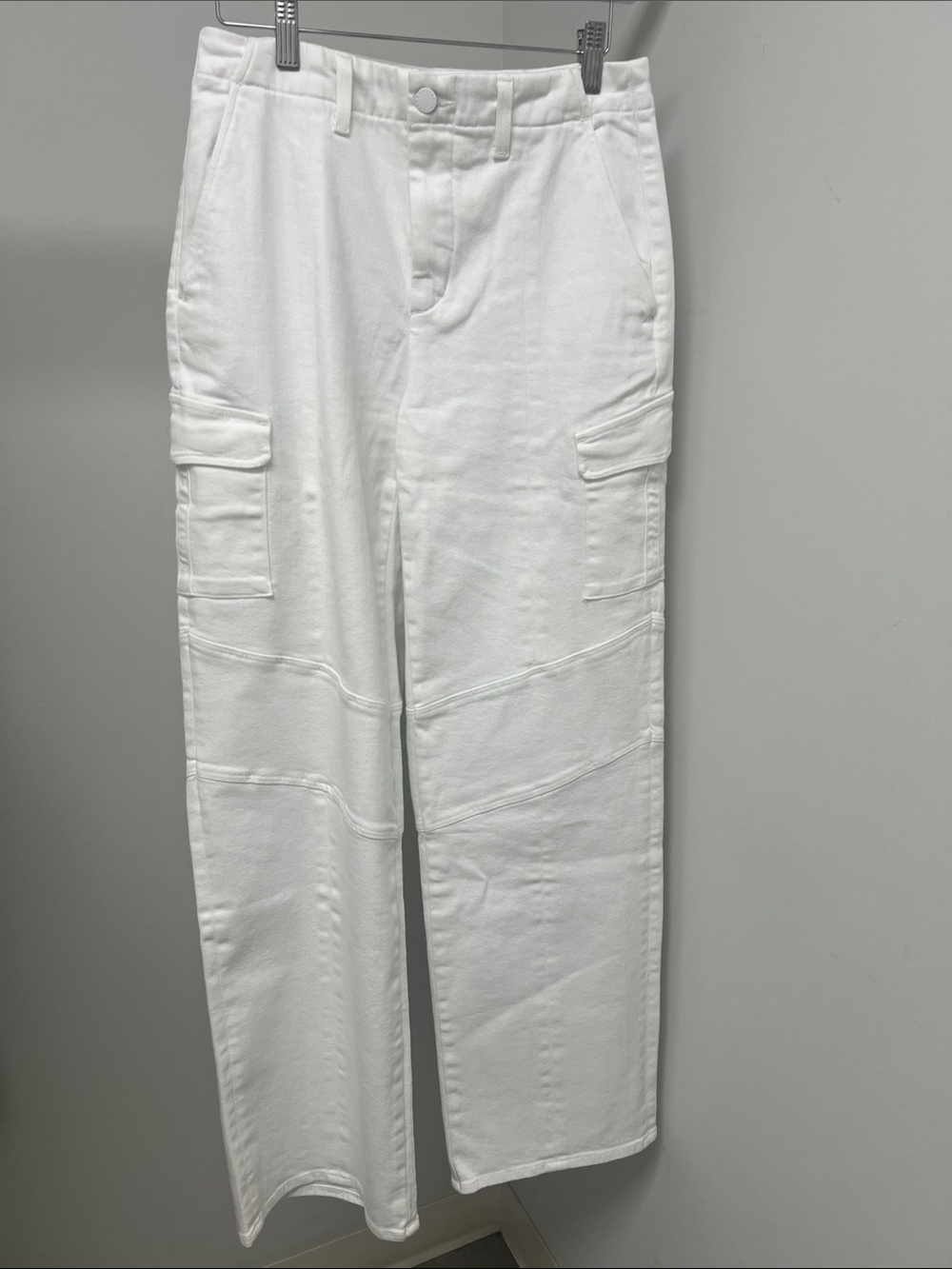 L'AGENCE White Cargo Trousers with Utility Pockets
